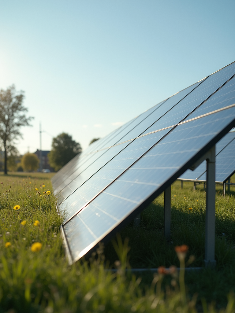 Modern solar power system components on residential property