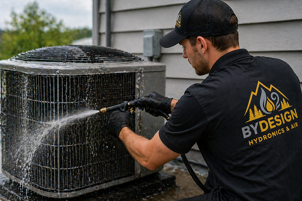 A service technician servicing an HVAC system