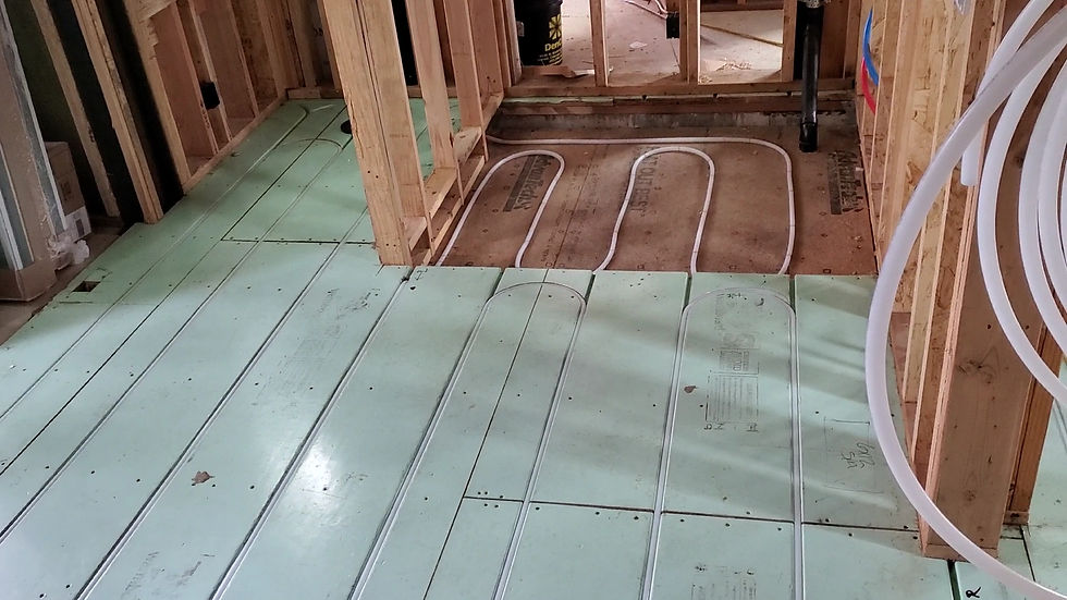 PEX tubing in Warmboard low-mass radiant panels in a framed Denver home