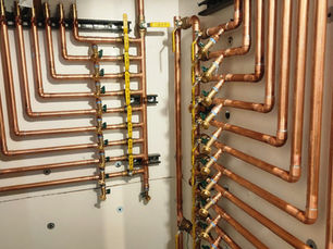 Radiant heating manifold in a Littleton, Colorado mechanical room