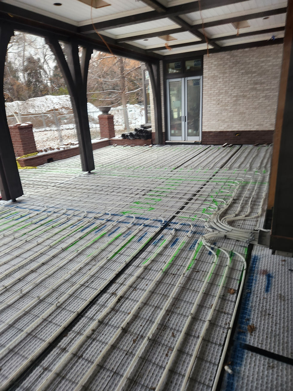 An installation of a large snowmelt system for a residential home