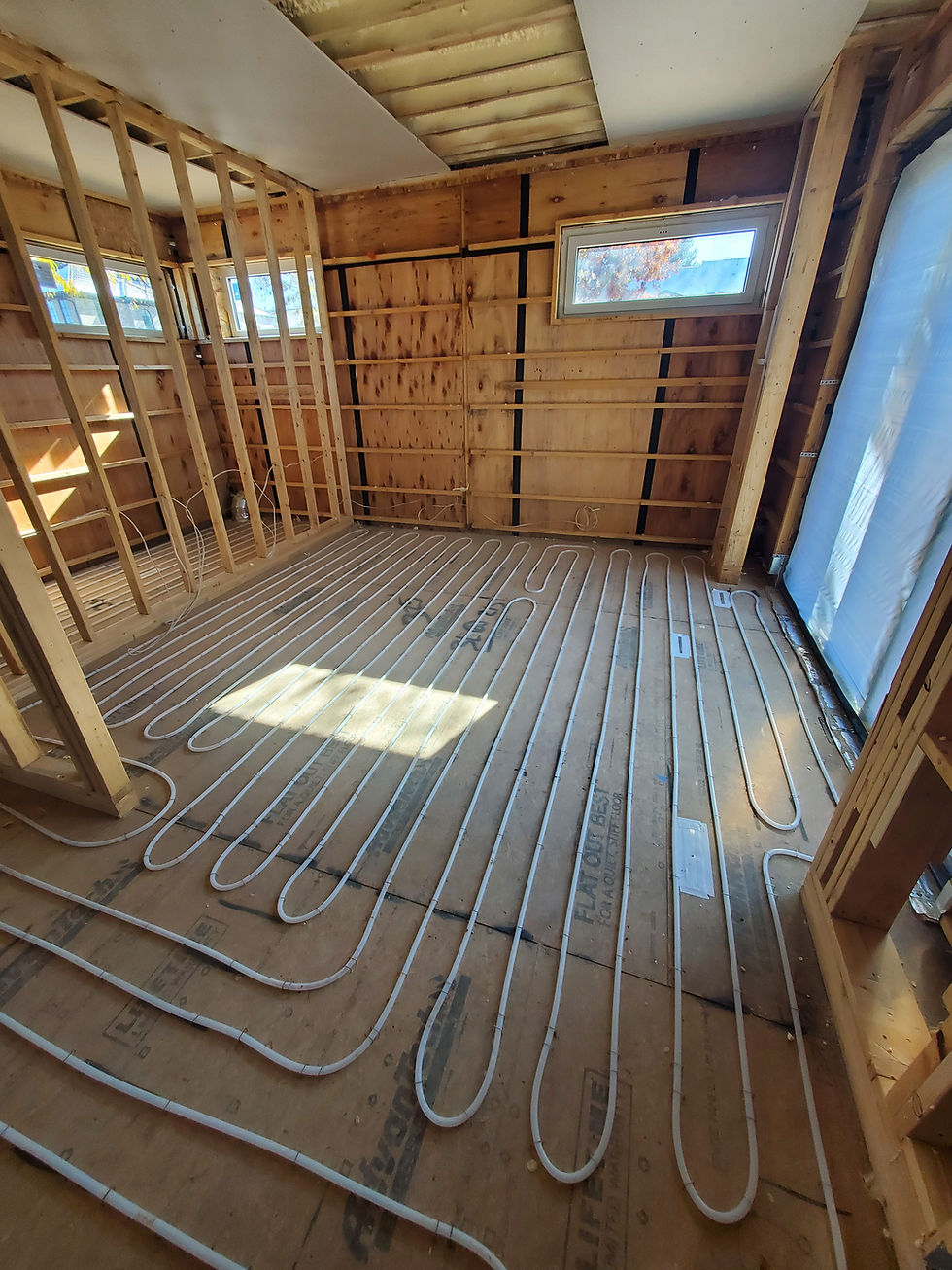 Radiant floor heating tubing installed in a new Denver home