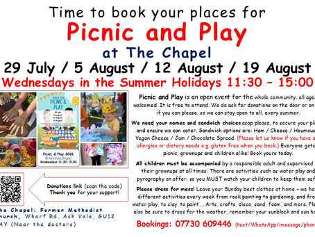 Time to book for Picnic and Play 2026!