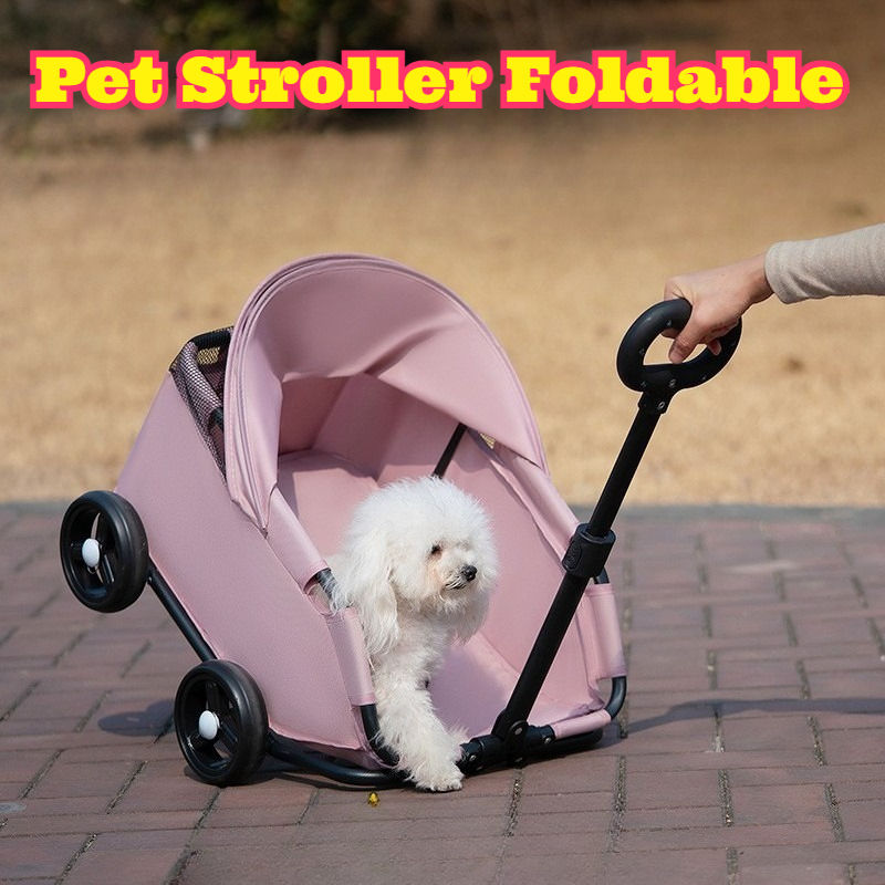 Pet Stroller Foldable Lightweight Small Pet Cart Portable Outdoor Travel Carrier