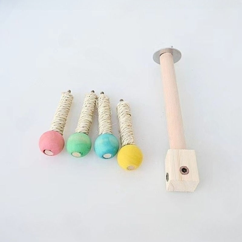 Rotating Bird Perches Toys Interactive Spinning Parrot Toys Wooden Exercise Stan