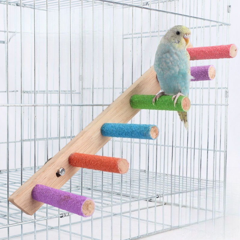 4/6 Steps Bird Climbing Ladder Toy Parrot Grinding Claw Perch Stand Interactive
