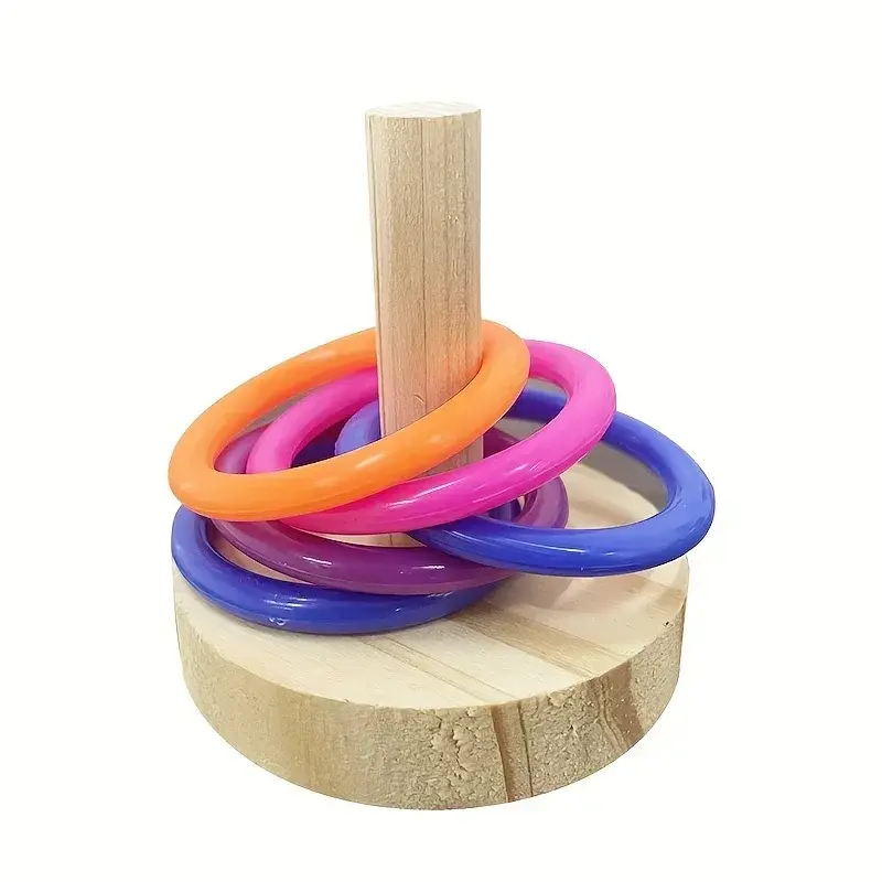 Wooden Interactive Parrot Ring Toy Educational Exercise Stimulating Fun Playtime