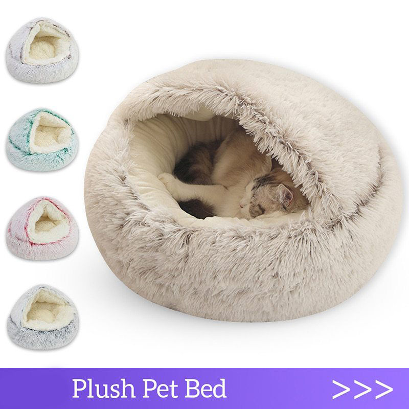 Cat Bed Pet Mattress Warm Soft Plush Pet Bed with Cover Round Cat Dog Sleeping