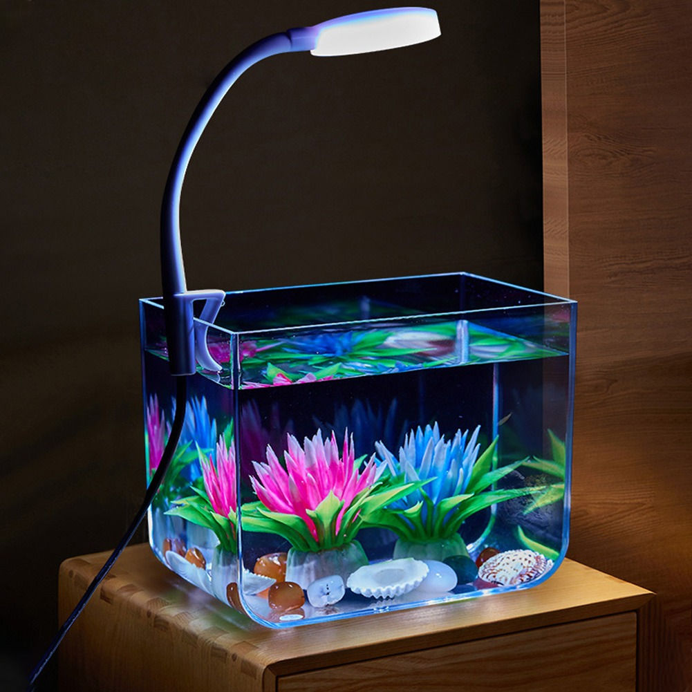 Small Fish Tank, Aquarium Tank With Clamp Light, Anti Slip Base, Square Aquarium