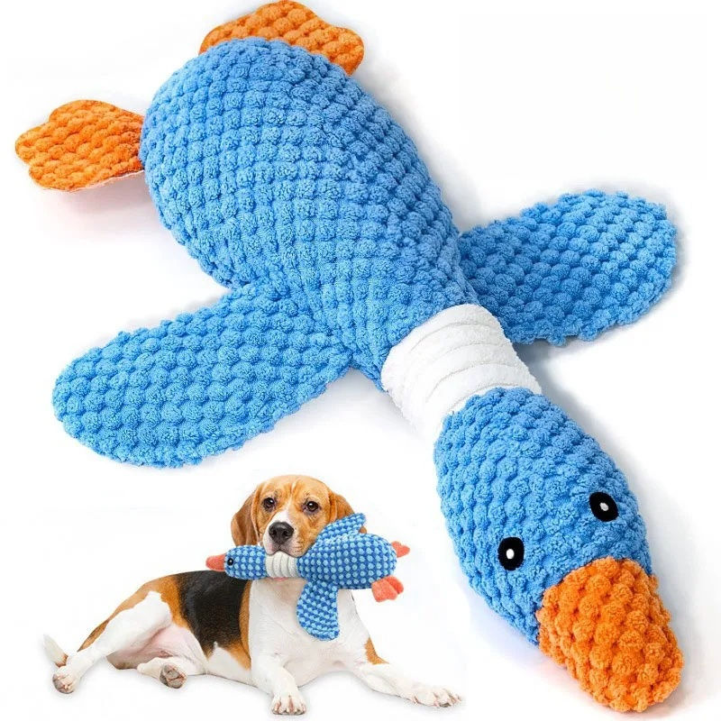 New blue goose dog toy cat toy pet toy double color goose tough bite chew plush
