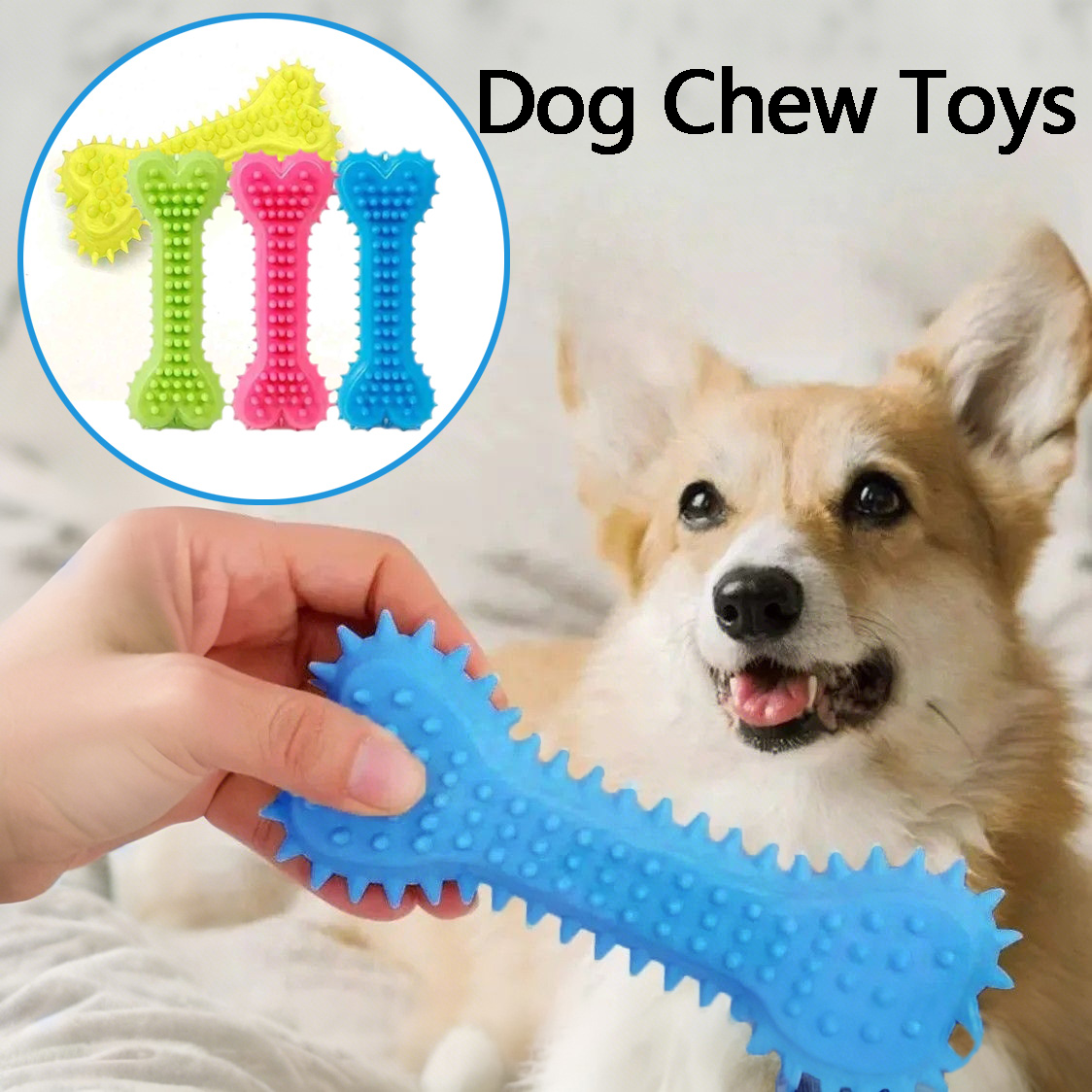 1/3pcs Pet Bone Shape Teeth Chew Toy Soft Rubber Bite-resistance Grinding Chewin