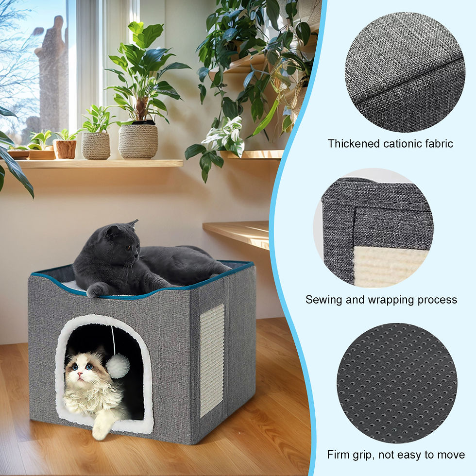 Thumbnail: Cat House with Fluffy Ball and Scratch Pad Cat House Cave Large Cat Cave Bed Cat