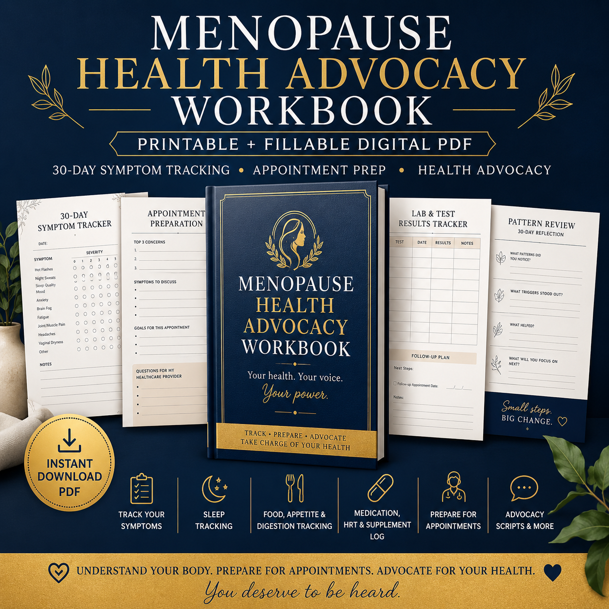 Menopause Health Advocacy Workbook | Fillable + Printable