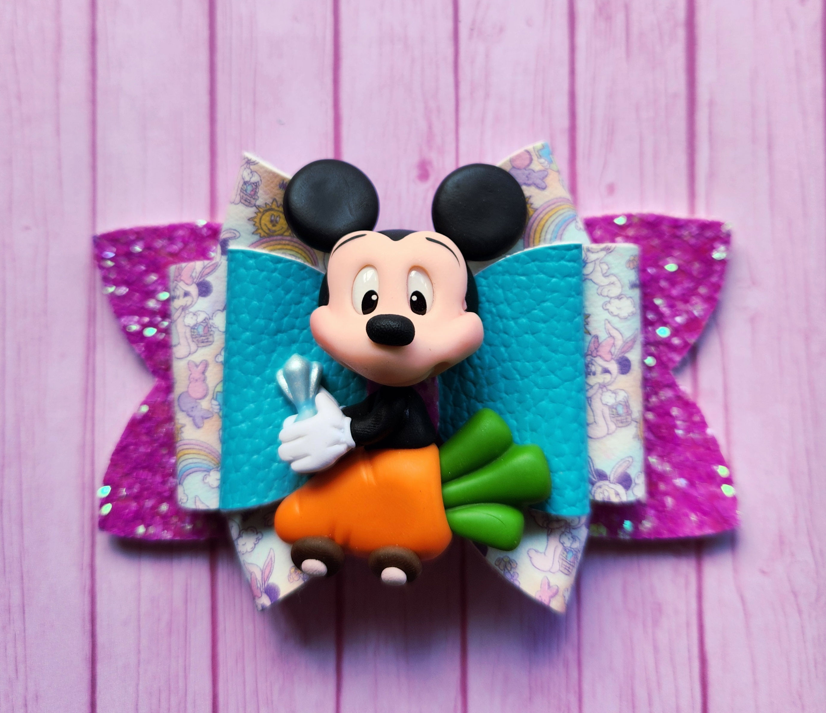 Mickey in Carrot - Clay Hair Bow