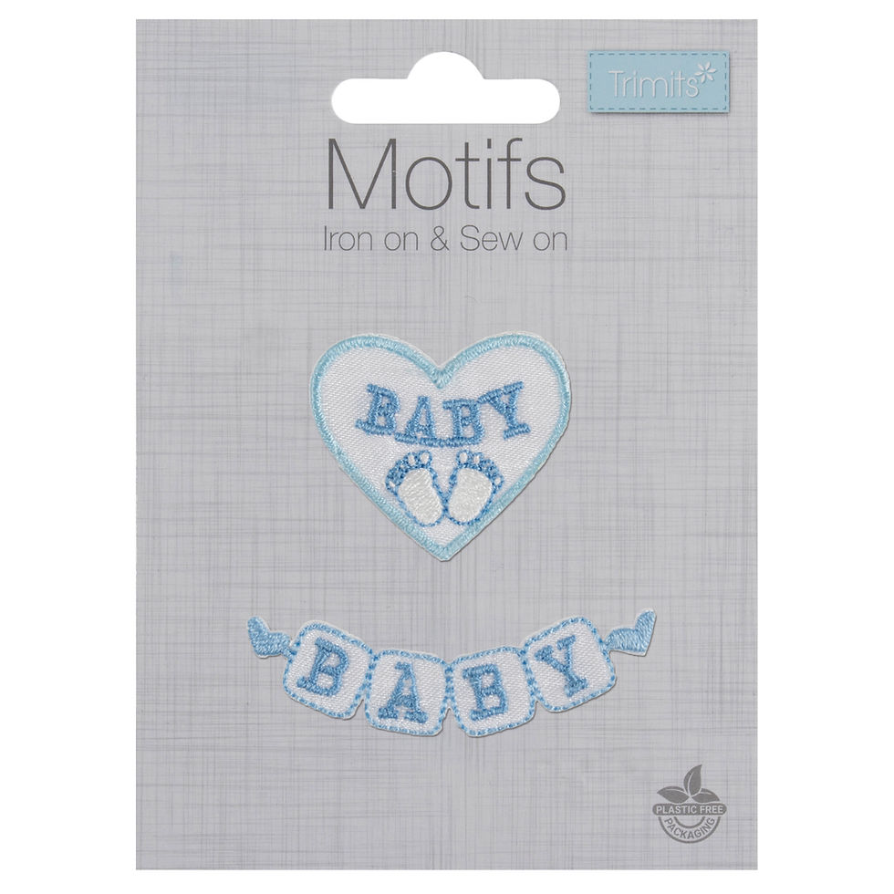 Baby Blocks:Blue Motif – Iron-On, Sew-On or Stick Patch By Trimits - Craftmania Stock Photo 1