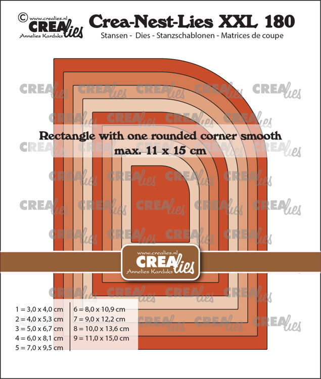 Rectangle with One Rounded Corner Smooth Dies - Crea-Nest-Lies XXL By Crealies - Craftmania Stock Photo 2