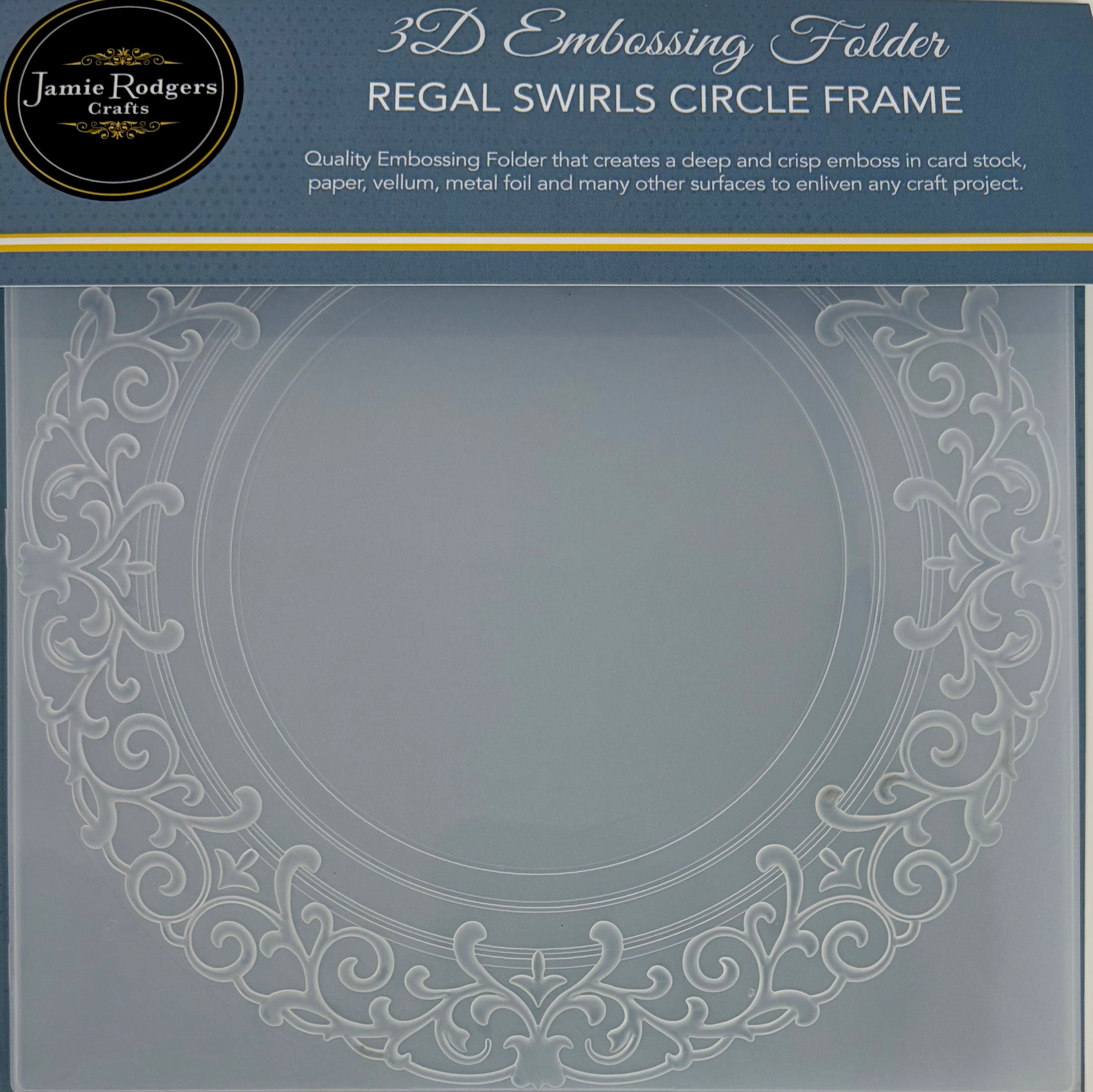 Regal Swirls Circle Frame 3D Embossing Folder By Jamie Rodgers Crafts