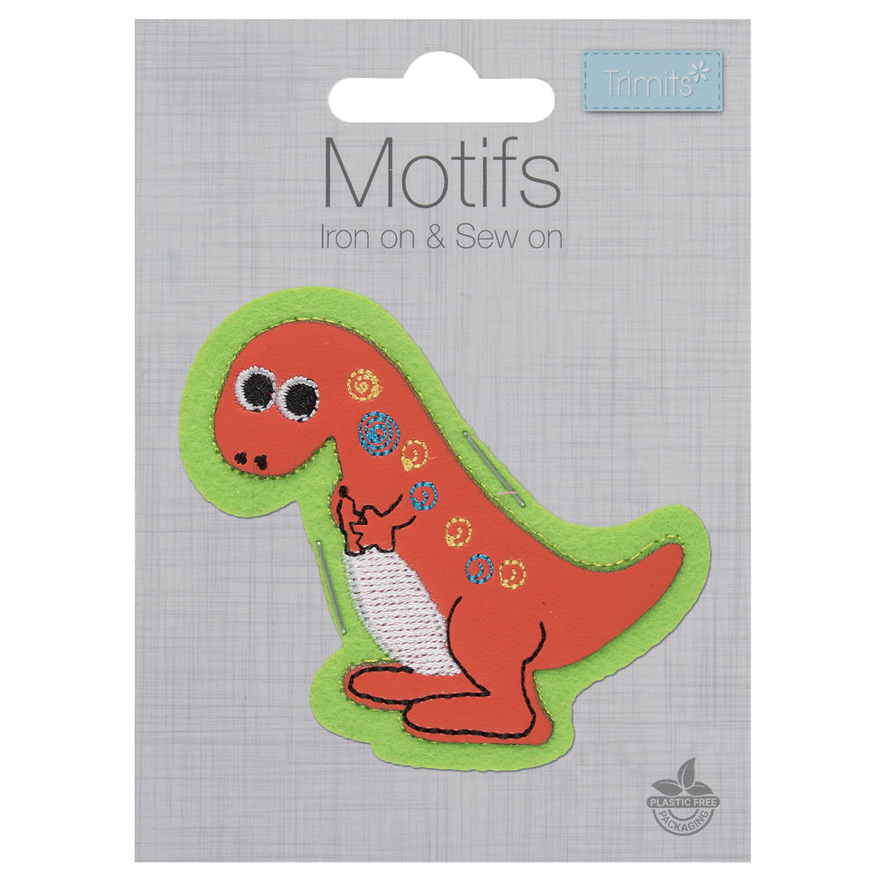 Dinosaur Motif – Iron-On, Sew-On or Stick Patch By Trimits - Craftmania Stock Photo 1