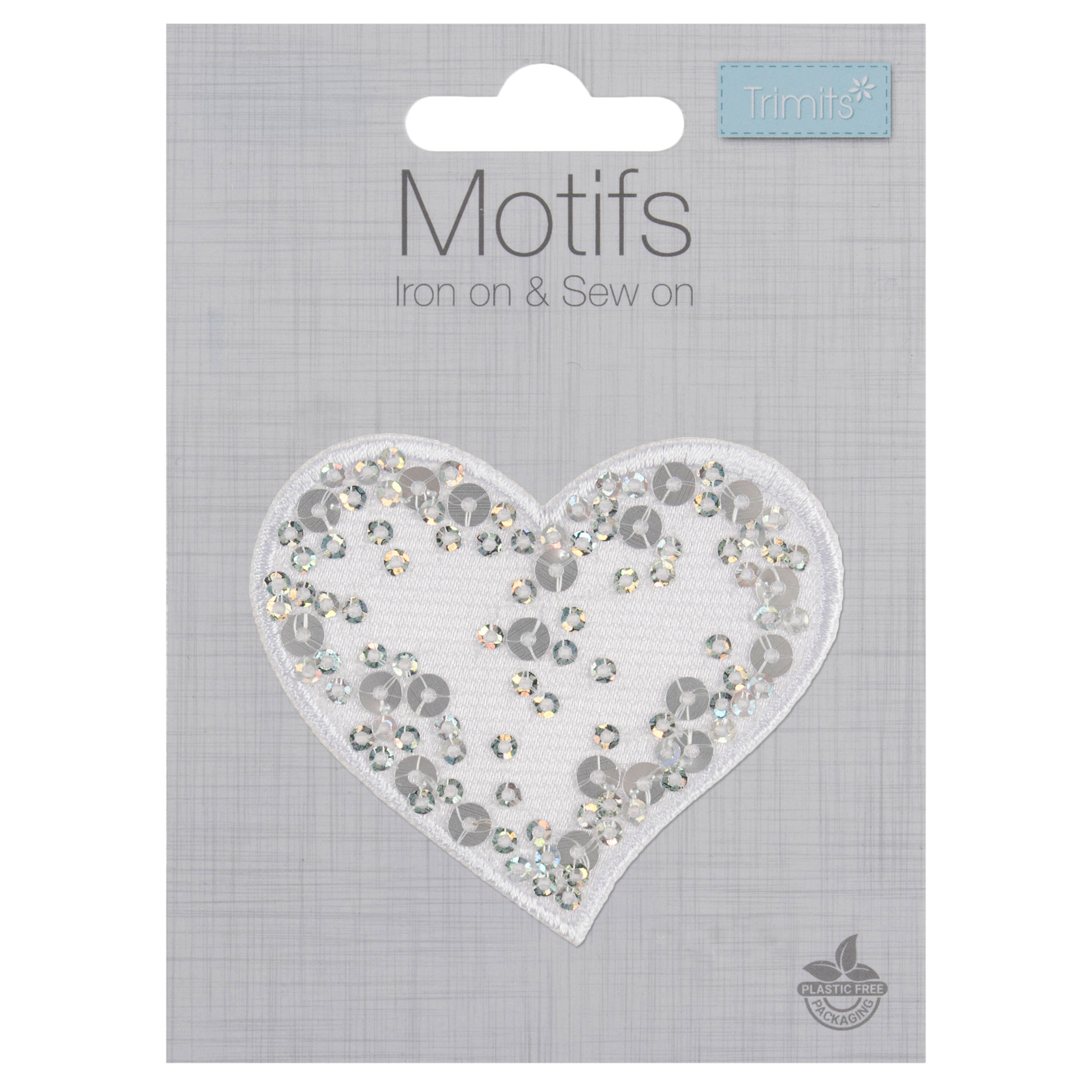 Sequin White Heart Motif – Iron-On, Sew-On or Stick Patch By Trimits - Craftmania Stock Photo 1