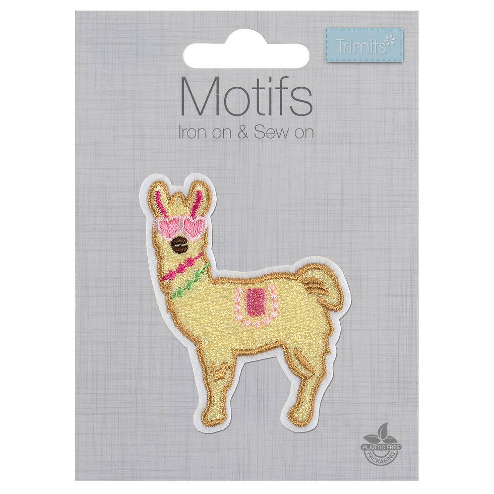 Thumbnail: Llama In Glasses Motif – Iron-On, Sew-On or Stick Patch By Trimits - Craftmania Stock Photo 1