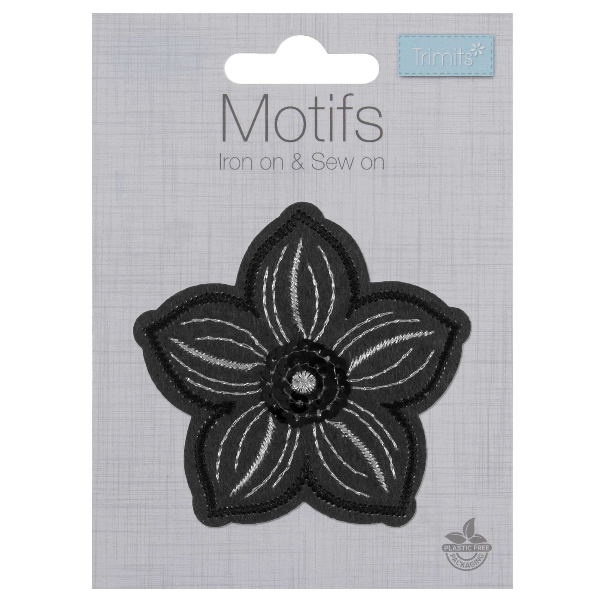 Grey Sequin Flower Motif – Iron-On, Sew-On or Stick Patch By Trimits- Craftmania Stock Photo 1