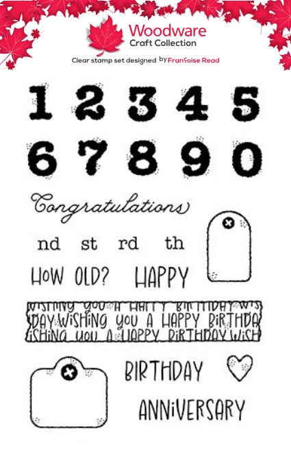 Woodware Birthday Numbers A6 Clear Stamp Set by Françoise Read