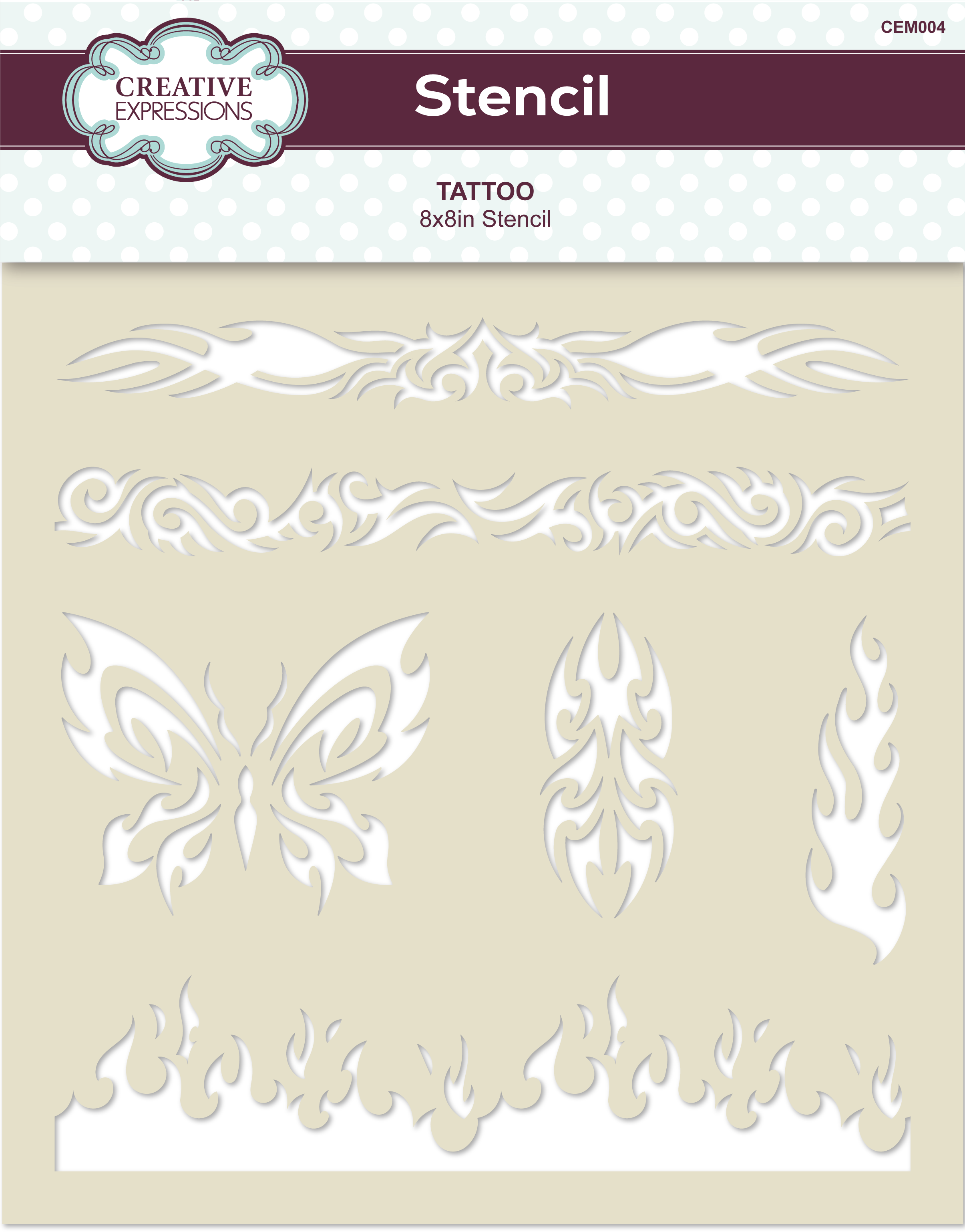 Tattoo 8x8" Stencil By Creative Expressions