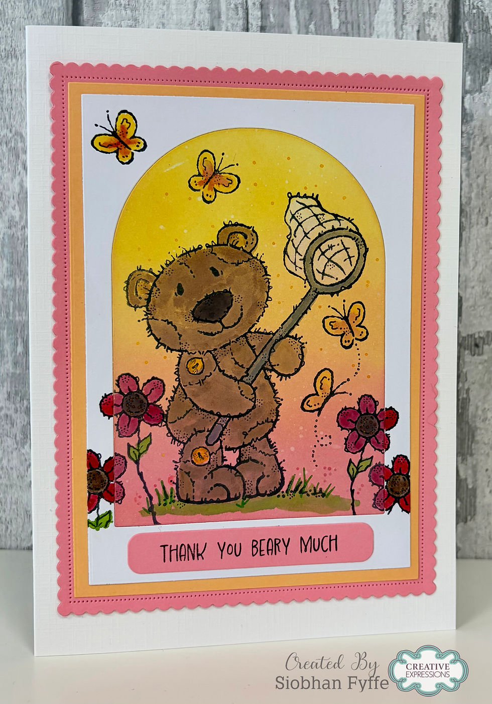 Thumbnail: Woodware Butterfly Bear A6 Clear Stamp Set By Françoise Read