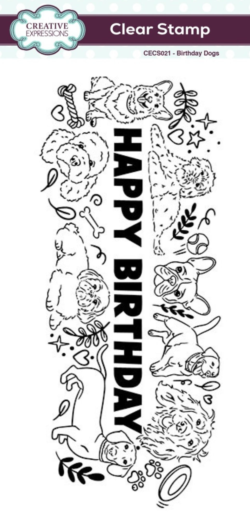 Birthday Dogs DL Clear Stamp By Creative Expressions