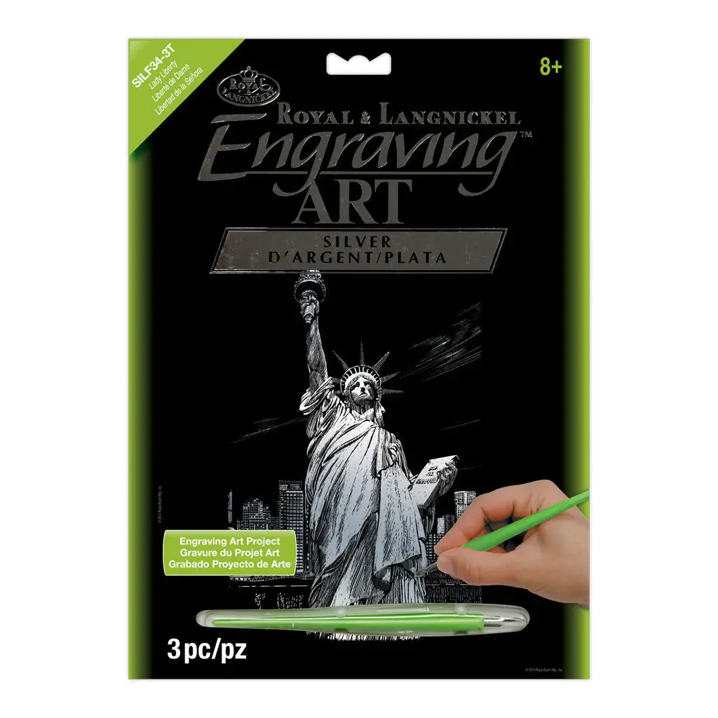 Lady Liberty Engraving Art Silver Foil Set By Royal & Langnickel - Craftmania Stock Photo 1