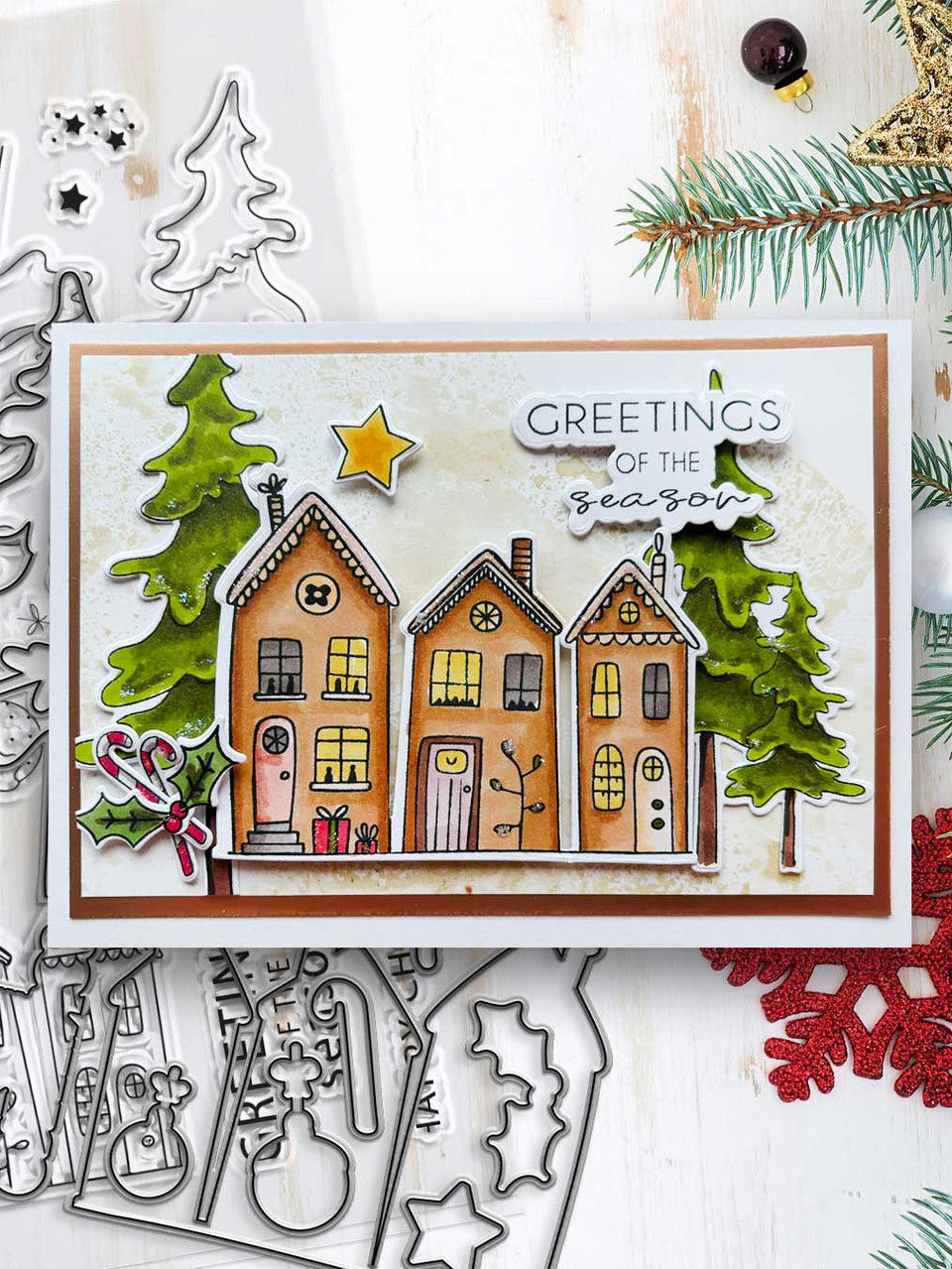 Thumbnail: Cozy - Christmas Holiday Scandi Houses -Clear Stamp Set By Polkadoodles - Craftmania Stock Photo 3
