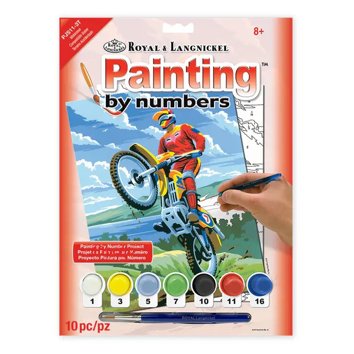 Motocross Painting By Numbers Junior 10pc By Royal & Langnickel - Craftmania Stock Photo 1