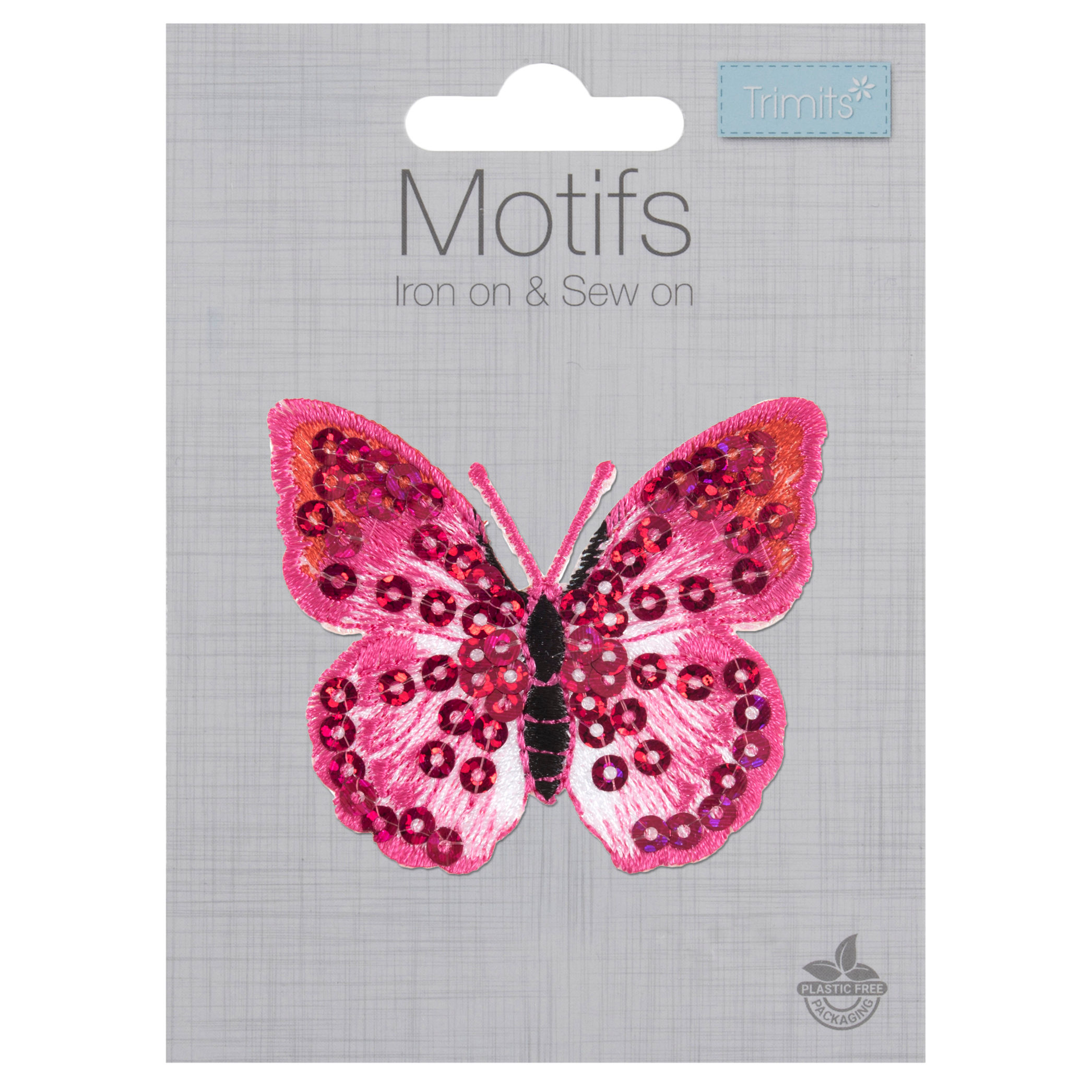 Pink Sequin Butterfly Motif – Iron-On, Sew-On or Stick Patch By Trimits- Craftmania Stock Photo 1