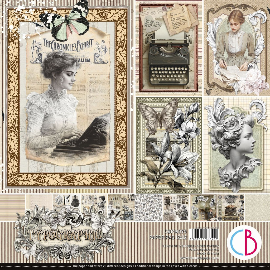 Typographic 12" x 12" Paper Pad By Ciao Bella - Craftmania Stock Photo 1