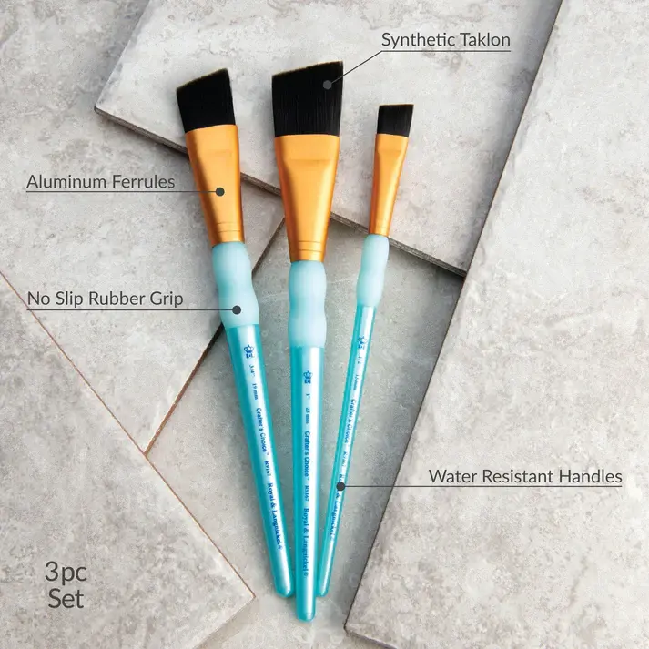Black Taklon 3pc Angular Brush Set Crafter's Choice By Royal & Langnickel - Craftmania Stock Photo 2