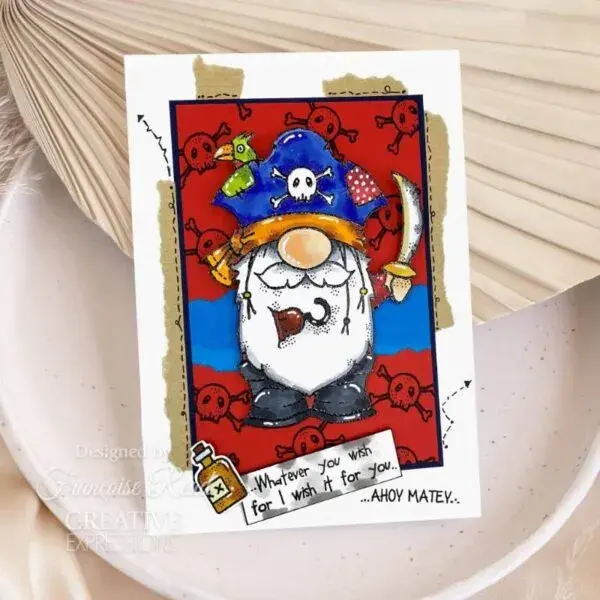 Thumbnail: Woodware Pirate Gnome A6 Clear Stamp Set by Françoise Read
