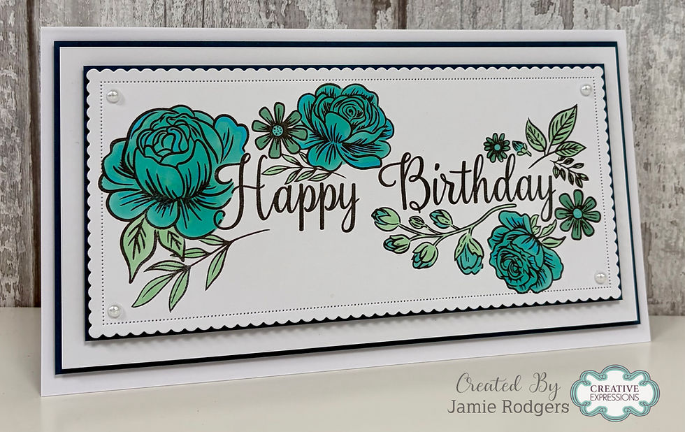 Thumbnail: Birthday Florals DL Clear Stamp By Creative Expressions