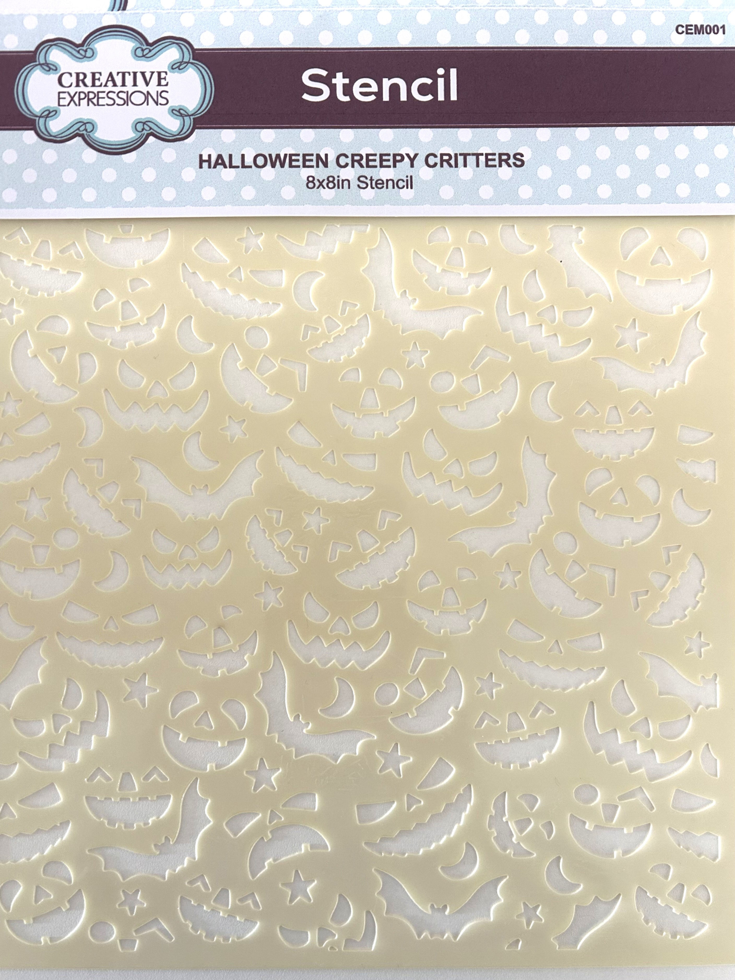 Halloween Creepy Critters - 8 x 8" Craft Stencil - By Creative Expressions