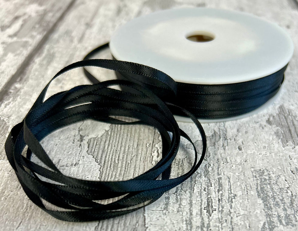 Black Double-Sided Satin Ribbon 3mm - 50 Metres
