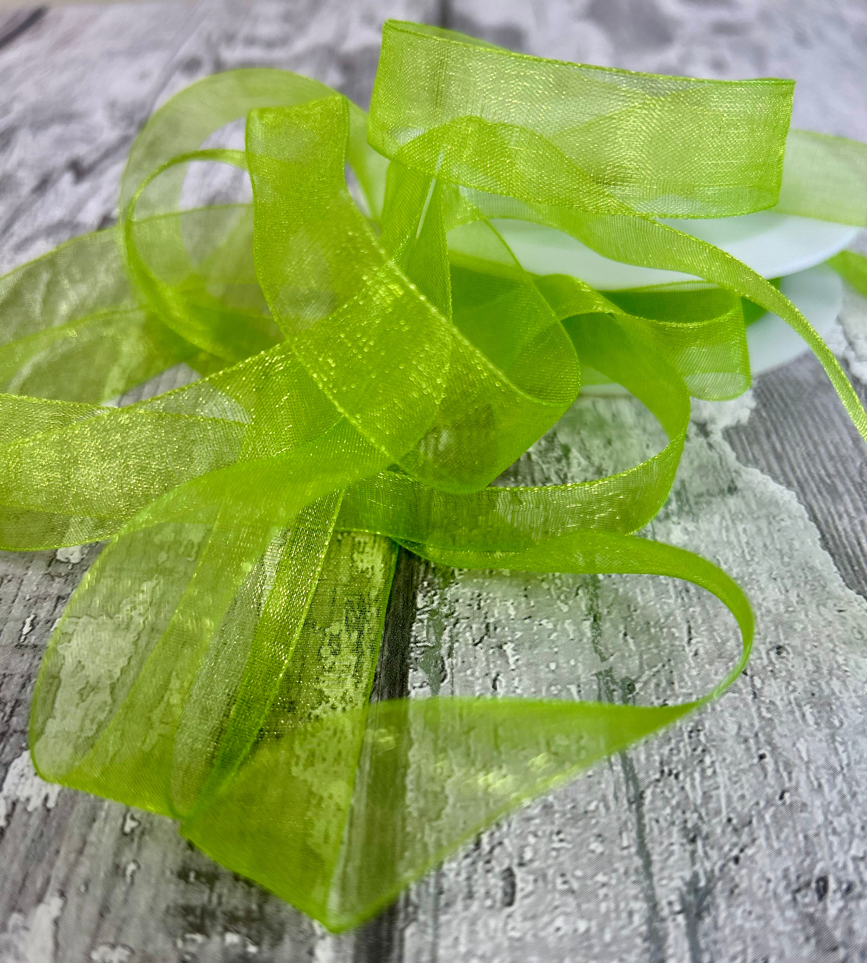 Light Green Sheer Organza Ribbon 15mm - 25 Metres -Craftmania Stock Photo