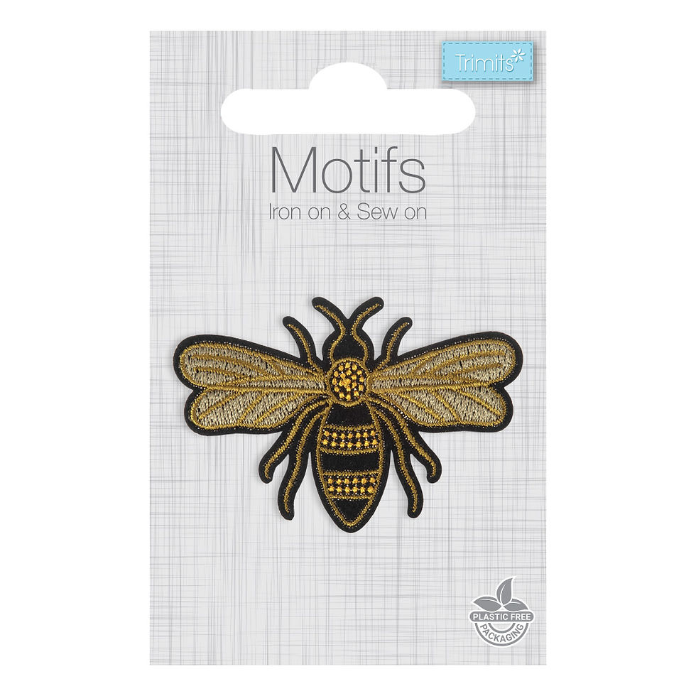 Metallic Bee Motif – Iron-On, Sew-On or Stick Patch By Trimits - Craftmania Stock Photo 1