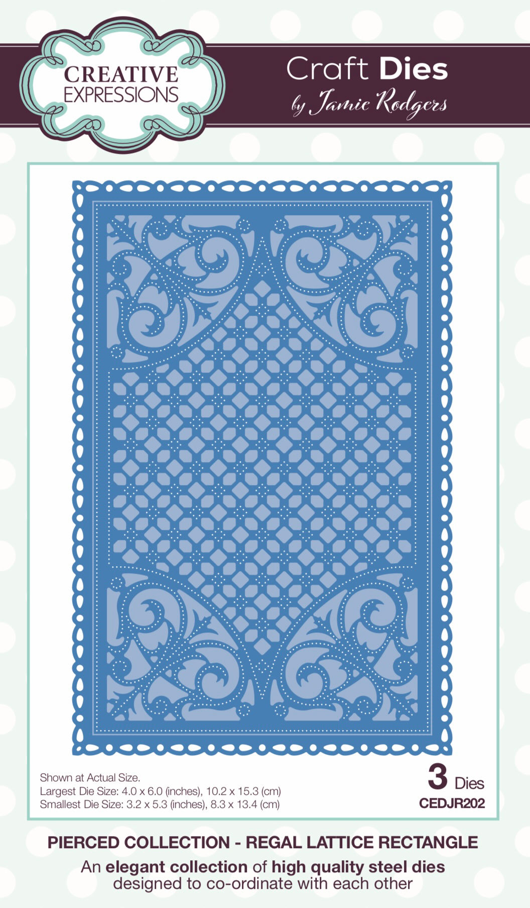 Regal Lattice Rectangle Die Set – Pierced Collection By Jamie Rodgers Crafts - Creative Expressions - Craftmania Stock Photo