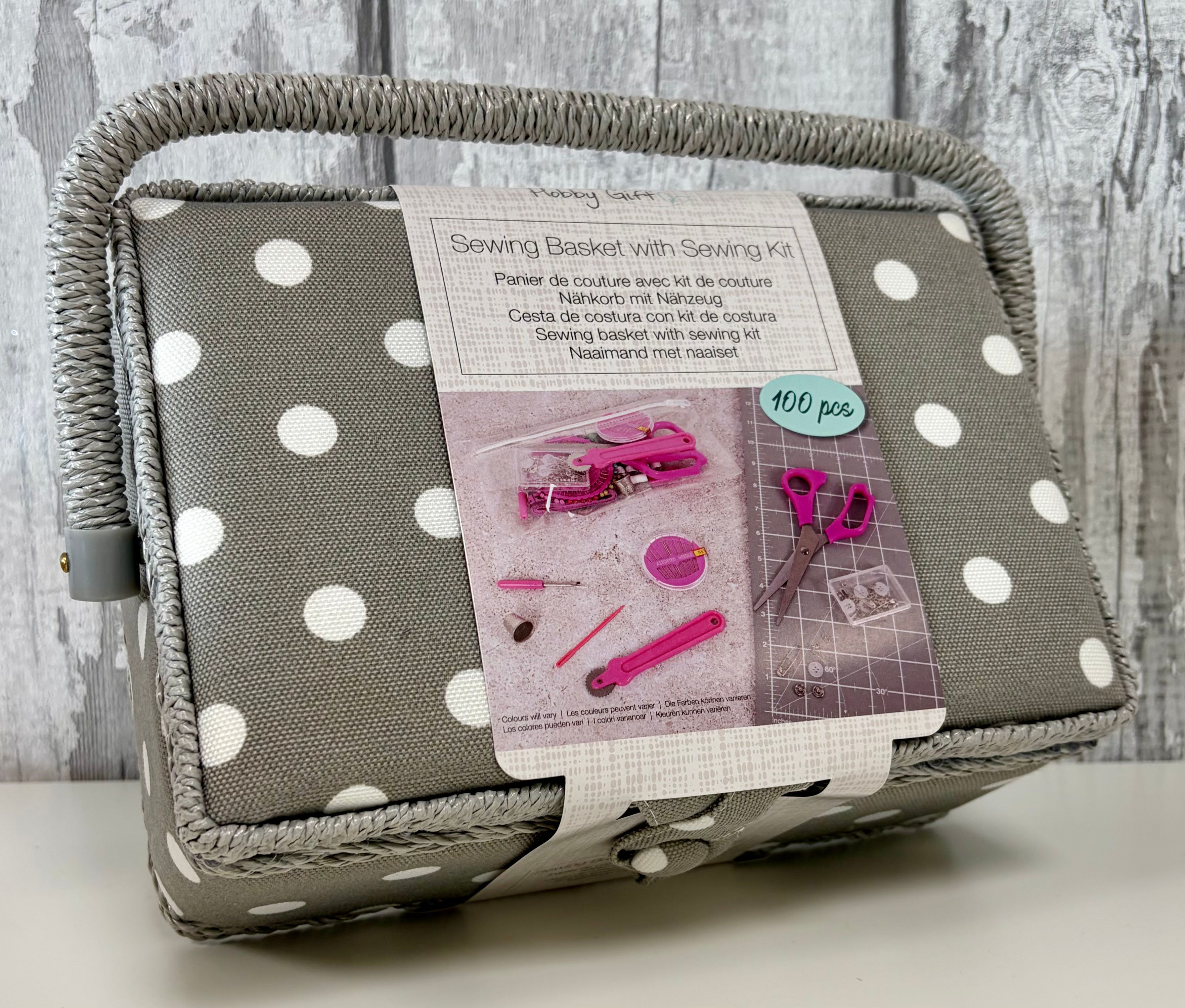 Dotty Sewing Box with Sewing Kit By Hobby Gift - Craftmania Stock Photo