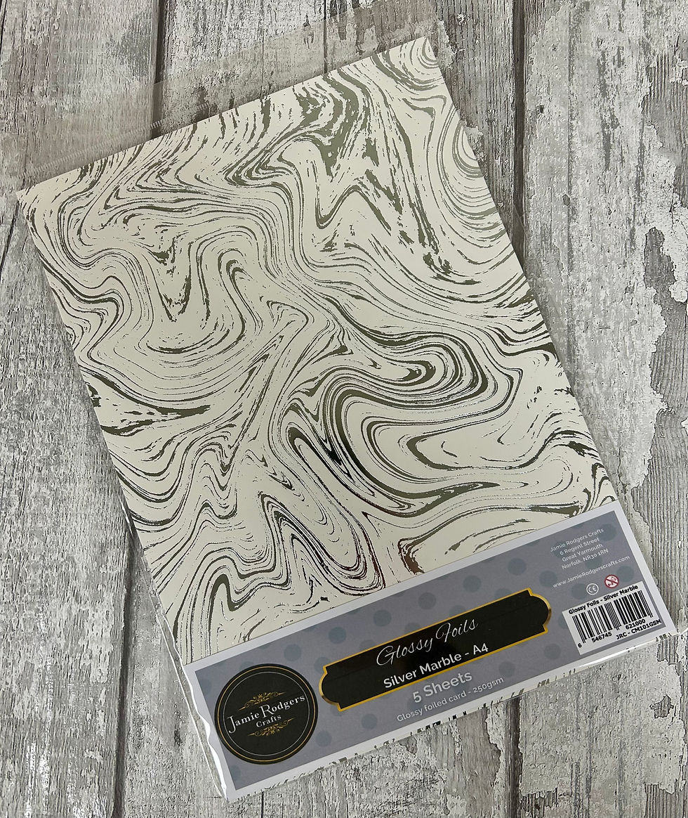 Silver Marble Glossy Foils- A4 - 5 Sheets Per Pack By Jamie Rodgers Crafts