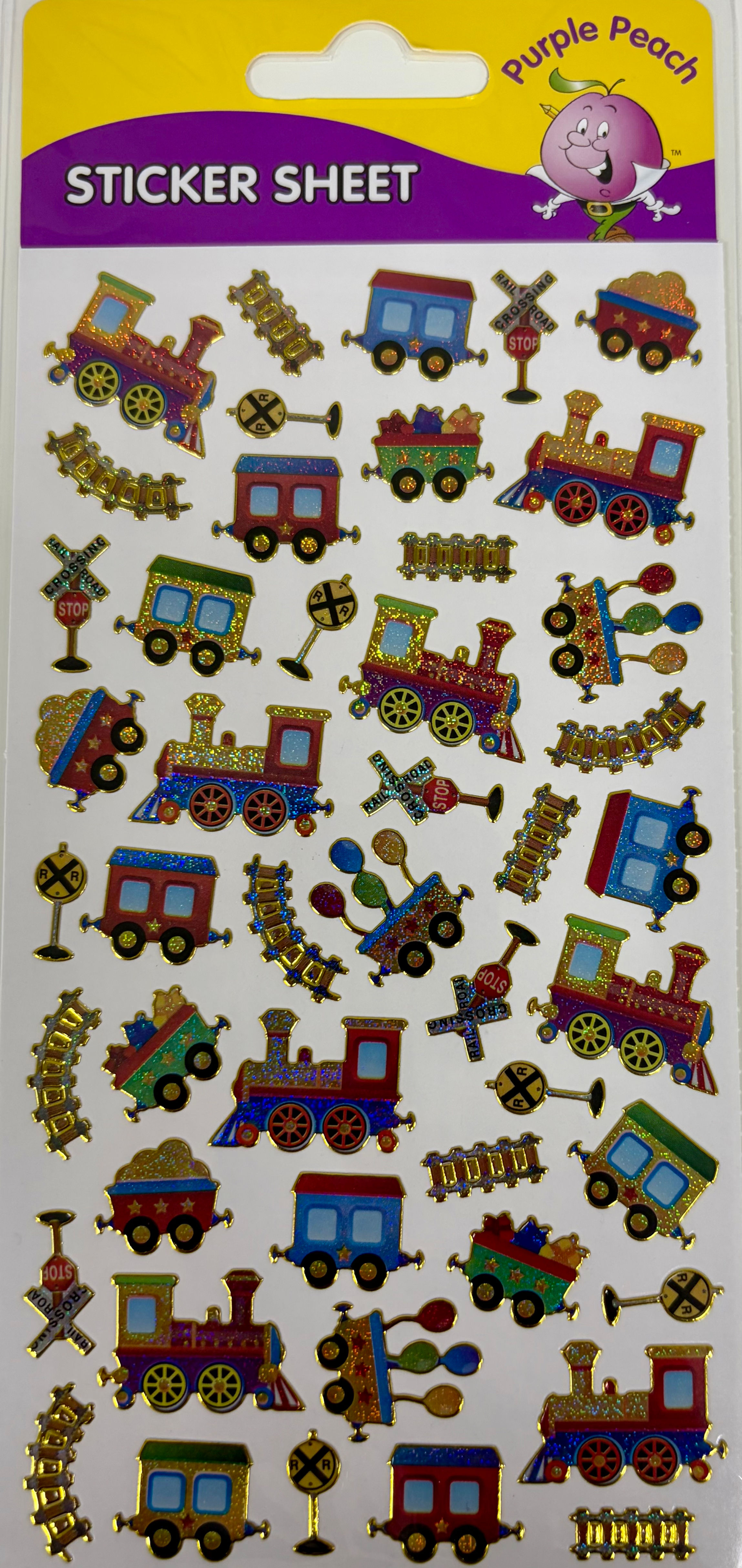 Trains Foiled Sticker Sheet By Purple Peach - Craftmania Stock Photo 1