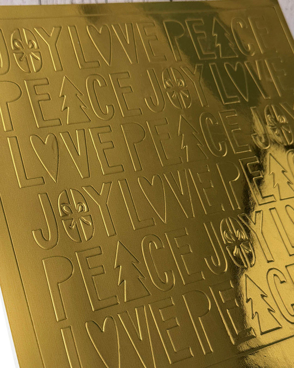 Thumbnail: Peace Love Joy 8 x 8" Emboss-ink Stencil By Polkadoodle