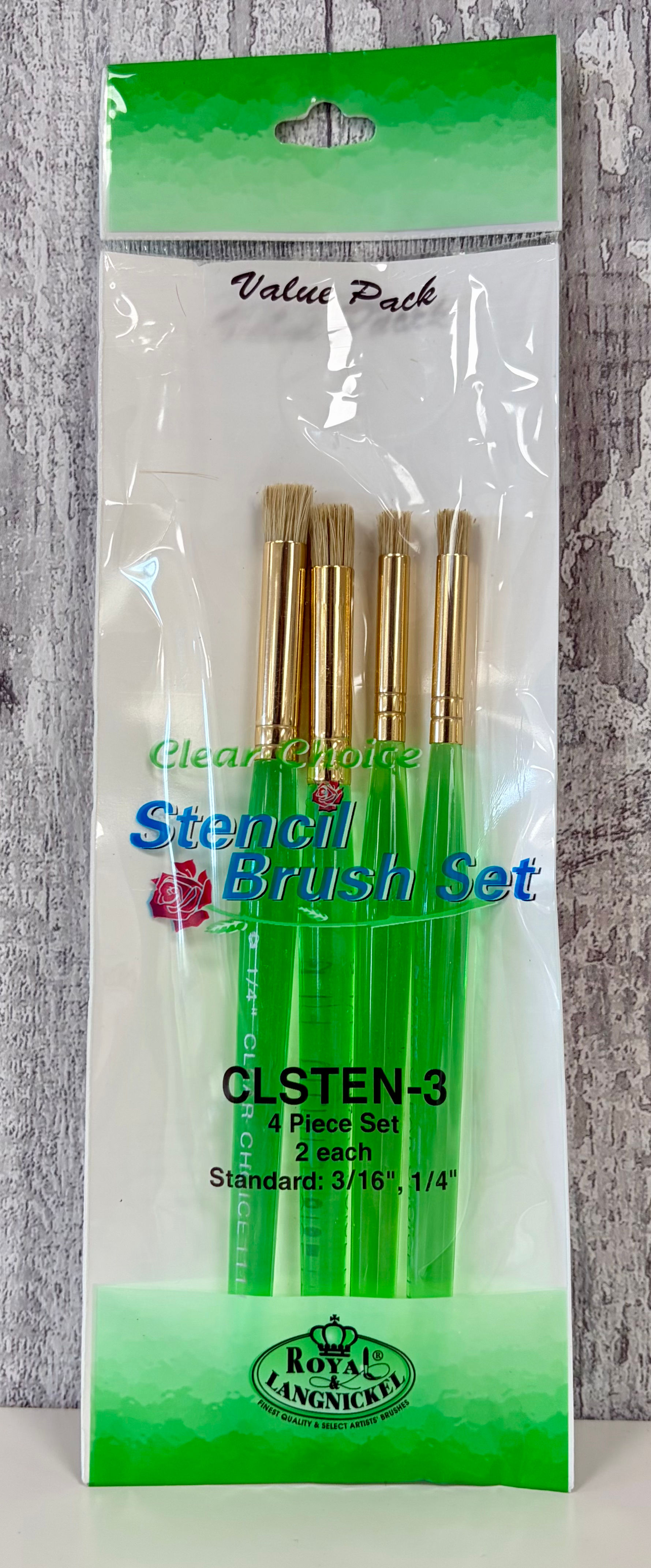 Set 3 Clear Choice™ 4pc Standard Stencil Brush Set By Royal & Langnickel - Craftmania Stock Photo 1