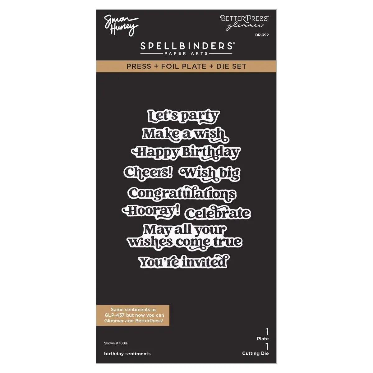 Birthday Sentiments Press + Foil Plate & Die Set by Simon Hurley - Spellbinders