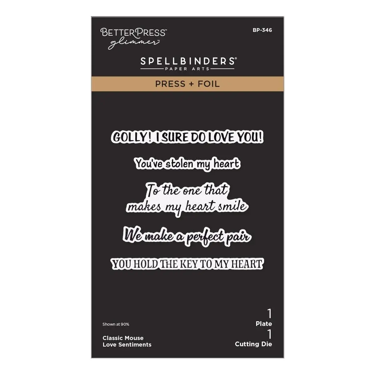 Classic Mouse Love Sentiments Press + Foil Plate & Die Set By Spellbinders - Craftmania Stock Photo 1