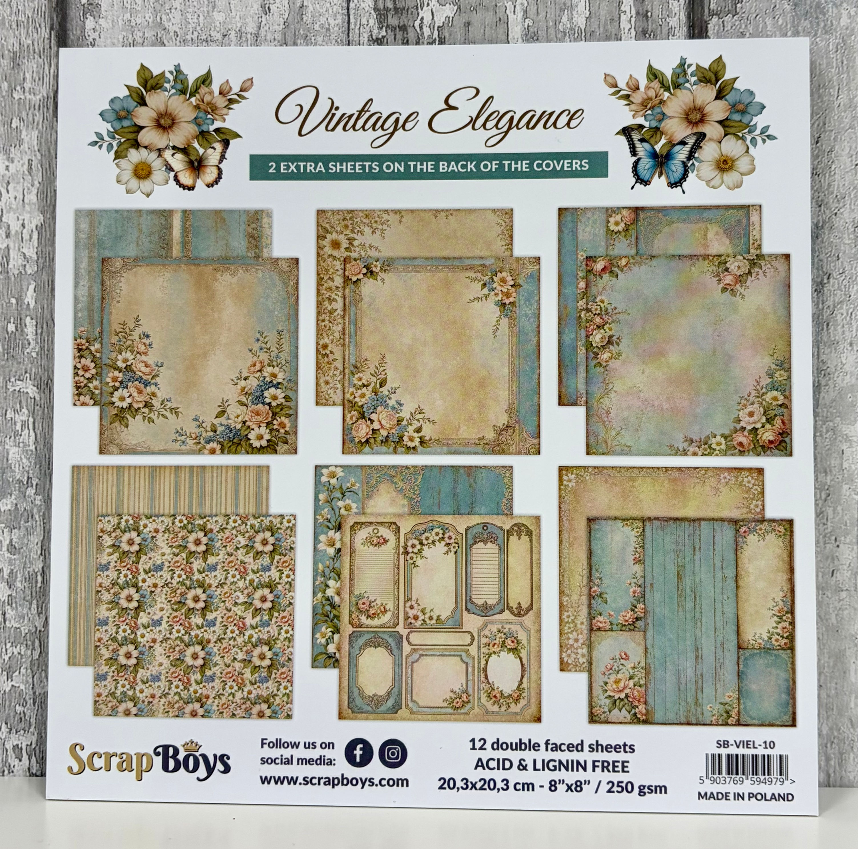 Vintage Elegance Paper Pad - 8" x 8" (12 Sheets) By Scrap Boys
